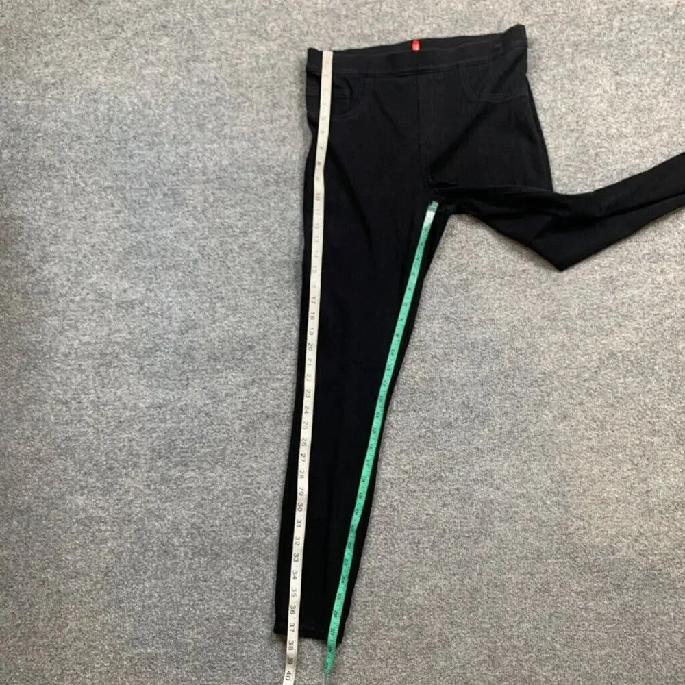 Spanx Pants Womens M Medium Black Pull On High Waisted Jeenish Denim Leggings